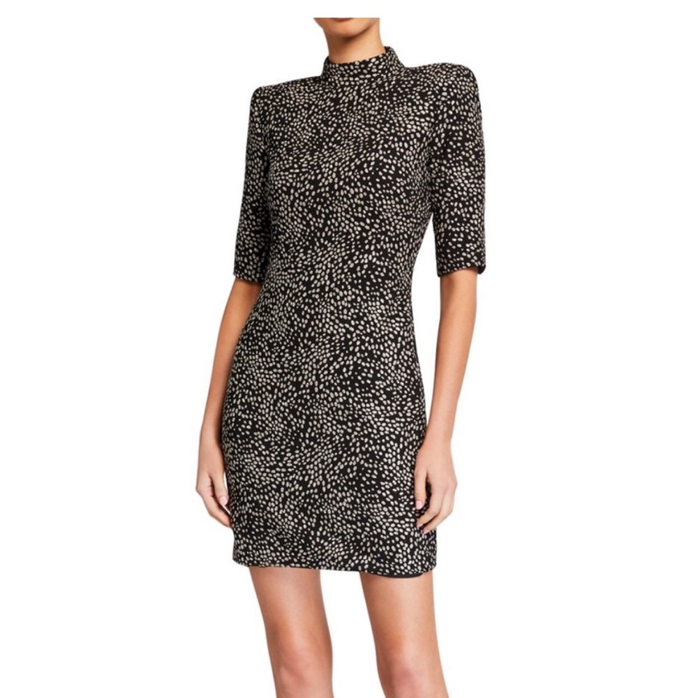 NWT Alice + Olivia Elegant Black and Silver Glitter Patterned Dress